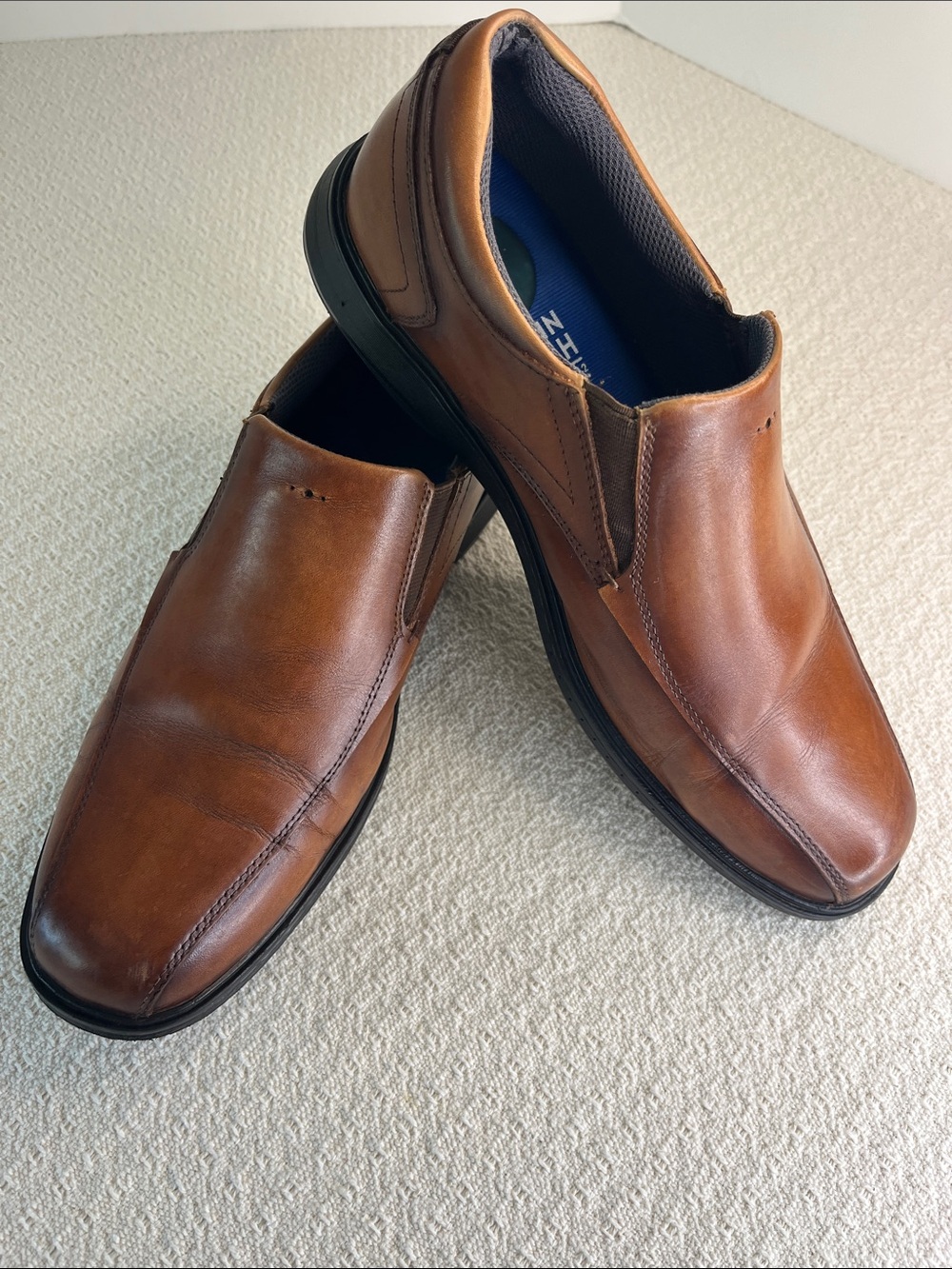 Nunn Bush Men's Slip-On Leather Loafers in Cognac Brown, size 9.5 Med. Kore pro - Picture 4 of 12